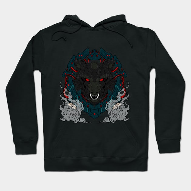 Mecha Wolf Hoodie by Papras.Art